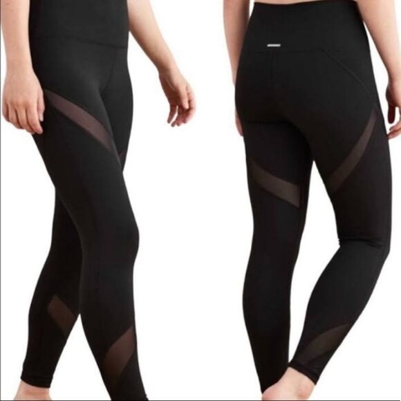 Aerie Mesh Cut Out Black Chill Play Move Leggings High Rise Size Small Short - Picture 12 of 12